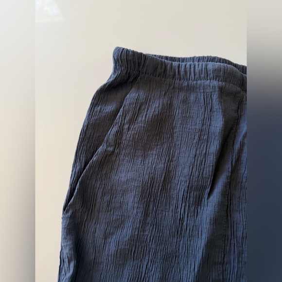 Zara-Crinkle-Lightweight-Navy Blue-SlatePull on-Pants-Casual-Staple-Basic-Size M - Picture 4 of 12